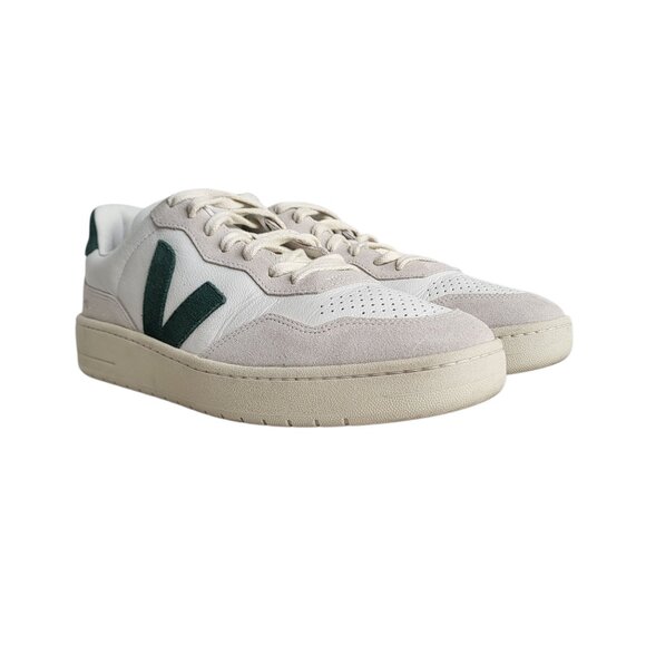 VEJA V90 Leather Sneakers in White/Cyprus Green Men's Size 45 EU 11.5 US - Picture 5 of 10